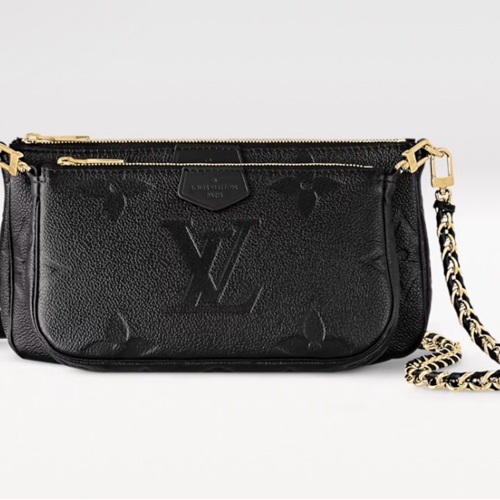 Louis Vuitton Pochette Black Leather  with Gold Accents